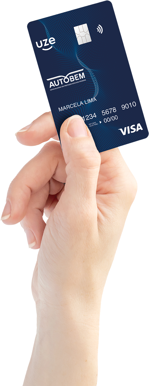 Mão segurando o Cartão Autobem Visa